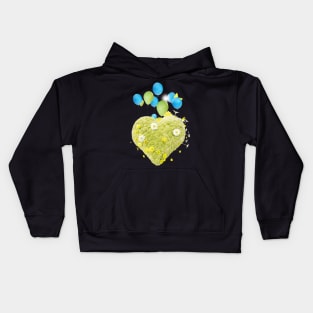 Green Heart with Balloons Kids Hoodie